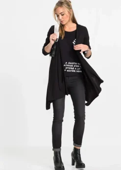 bonprix Shirts & Tops^Shirtjacke aus softem Viskose-Mix schwarz