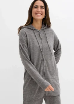 bonprix Bekleidung·Umstandsmode|Strickmode^Shirtjacke in Strickoptik aus Viskose-Mix anthrazit meliert