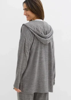 bonprix Bekleidung·Umstandsmode|Strickmode^Shirtjacke in Strickoptik aus Viskose-Mix anthrazit meliert