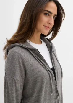 bonprix Bekleidung·Umstandsmode|Strickmode^Shirtjacke in Strickoptik aus Viskose-Mix anthrazit meliert