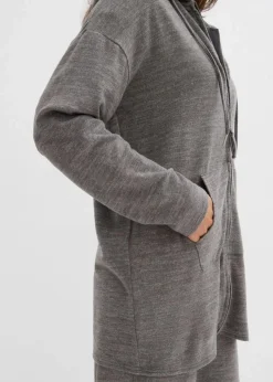bonprix Bekleidung·Umstandsmode|Strickmode^Shirtjacke in Strickoptik aus Viskose-Mix anthrazit meliert