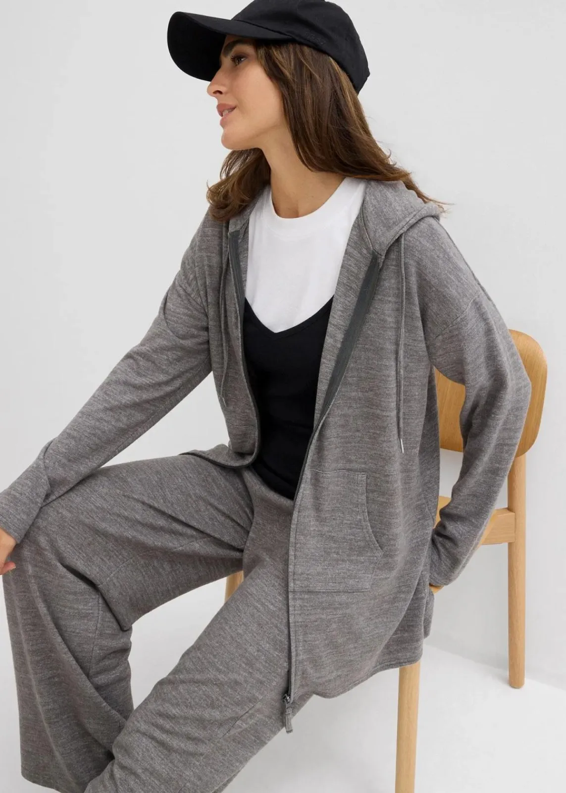 bonprix Bekleidung·Umstandsmode|Strickmode^Shirtjacke in Strickoptik aus Viskose-Mix anthrazit meliert