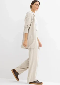 bonprix Bekleidung·Umstandsmode|Strickmode^Shirtjacke in Strickoptik aus Viskose-Mix hellsand meliert