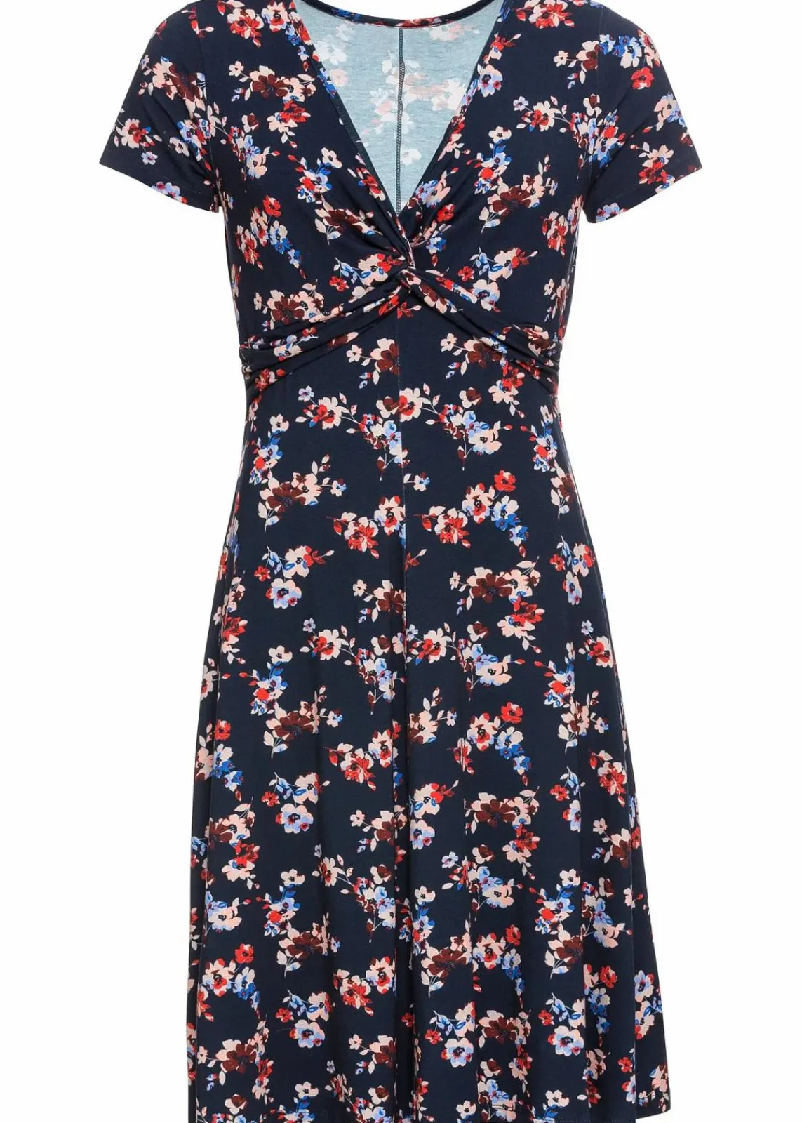 bonprix Nachhaltigere Materialien|Kleider^Shirtkleid dunkelblau geblümt