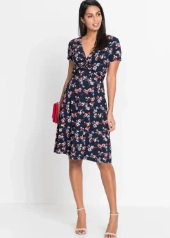bonprix Nachhaltigere Materialien|Kleider^Shirtkleid dunkelblau geblümt