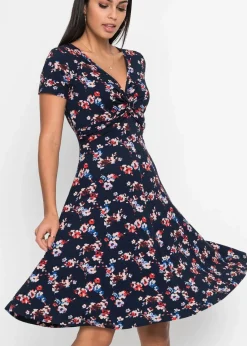 bonprix Nachhaltigere Materialien|Kleider^Shirtkleid dunkelblau geblümt