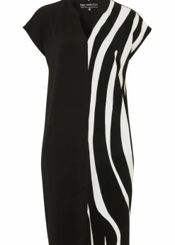 bonprix Kleider^Shirtkleid schwarz/weiß bedruckt