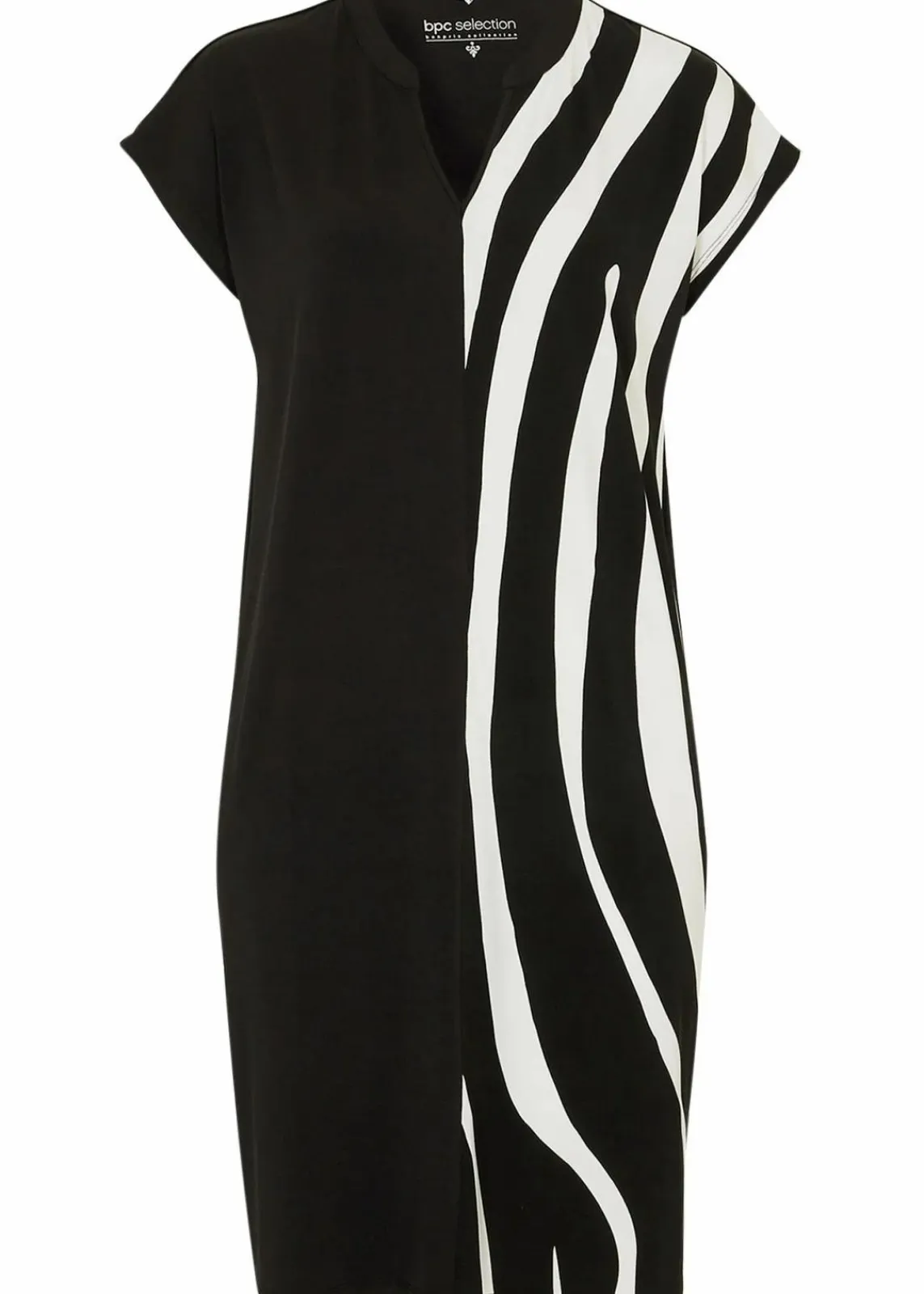 bonprix Kleider^Shirtkleid schwarz/weiß bedruckt