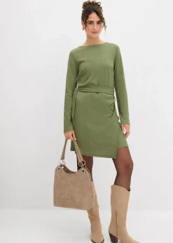 bonprix Bekleidung·Pullover & Strickjacken|Kleider^Shirtkleid aus Barcrêpe dunkelkhaki