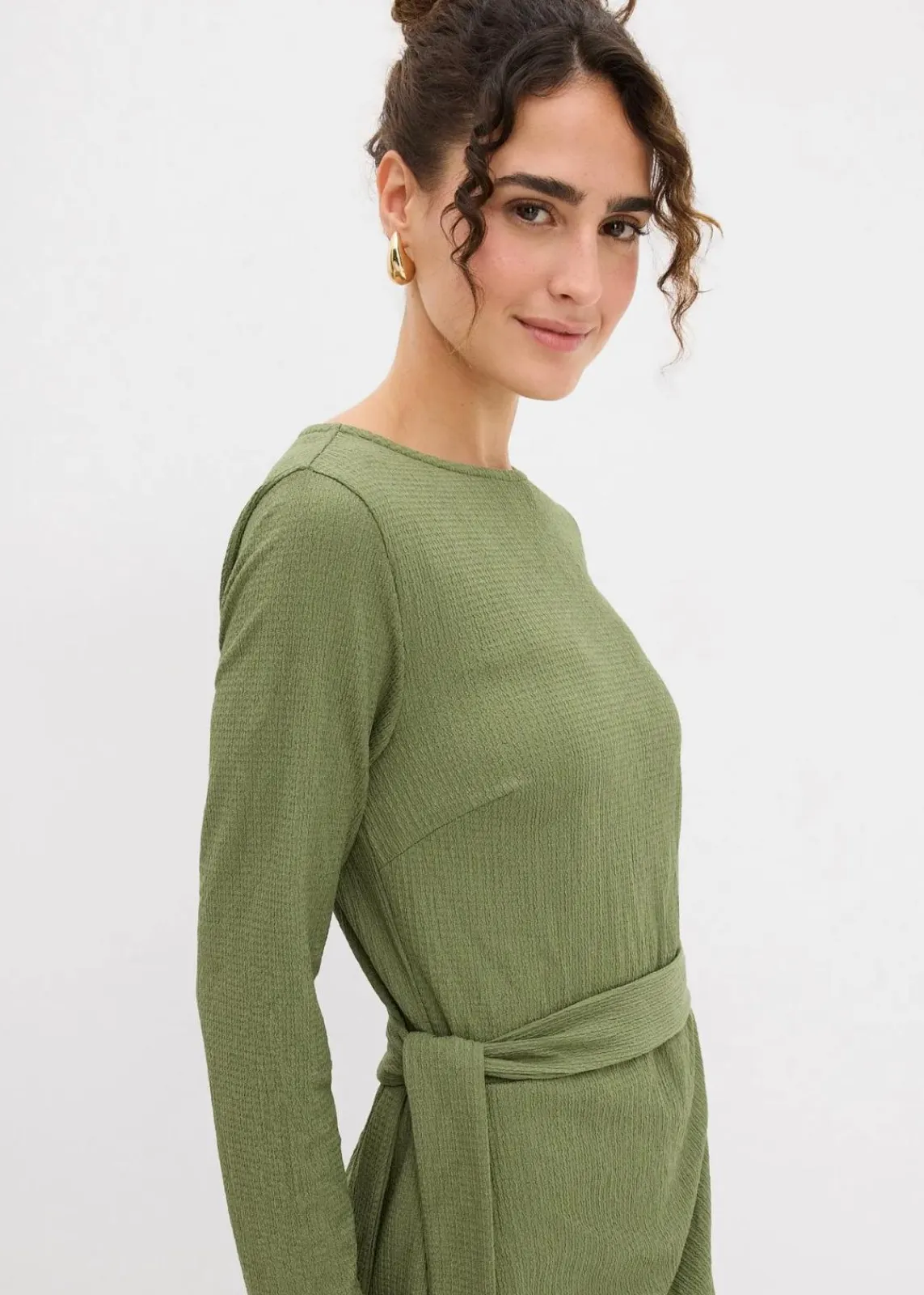 bonprix Bekleidung·Pullover & Strickjacken|Kleider^Shirtkleid aus Barcrêpe dunkelkhaki
