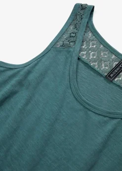 bonprix Bekleidung·Pullover & Strickjacken|Kleider^Shirtkleid aus Baumwolle mit Spitze graugrün