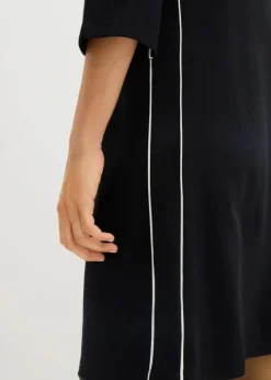 bonprix Bekleidung·Pullover & Strickjacken|Nachhaltigere Materialien^Shirtkleid aus Bio Bauwolle mit Kontrastpiping schwarz