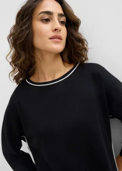 bonprix Bekleidung·Pullover & Strickjacken|Nachhaltigere Materialien^Shirtkleid aus Bio Bauwolle mit Kontrastpiping schwarz