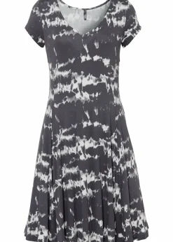 bonprix Nachhaltigere Materialien|Kleider^Shirtkleid aus fließender Viskose schiefergrau bedruckt