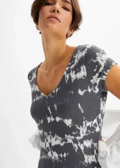 bonprix Nachhaltigere Materialien|Kleider^Shirtkleid aus fließender Viskose schiefergrau bedruckt