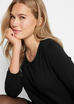 bonprix Bekleidung·Pullover & Strickjacken^Shirtkleid aus Punto di Roma schwarz