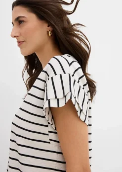 bonprix Kleider^Shirtkleid aus reiner Baumwolle natur/schwarz gestreift