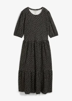 bonprix Kleider|Bekleidung·Pullover & Strickjacken^Shirtkleid aus reiner Baumwolle schwarz/wollweiß gepunktet