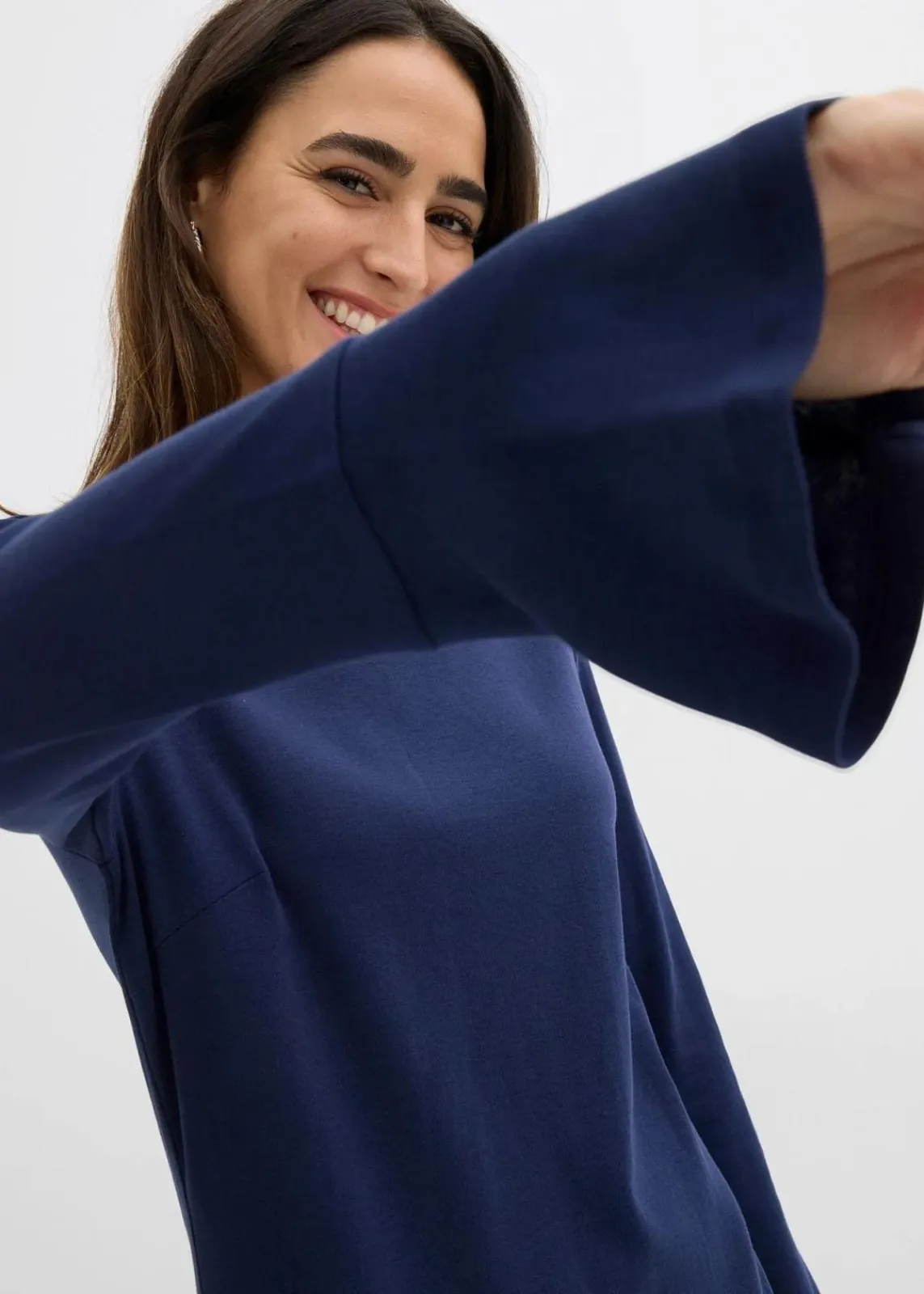 bonprix Bekleidung·Röcke|Bekleidung·Pullover & Strickjacken^Shirtkleid aus reiner Baumwolle dunkelblau