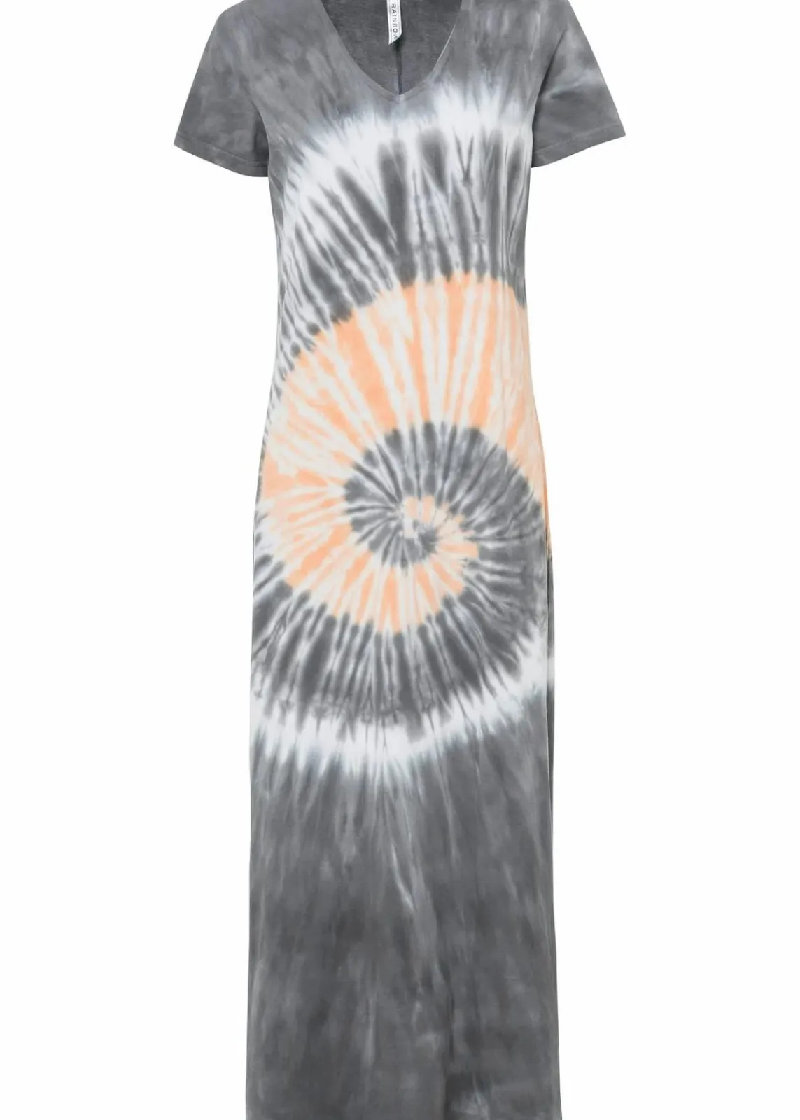 bonprix Kleider|Bekleidung·Pullover & Strickjacken^Shirtkleid aus reiner Baumwolle rauchgrau/orange/weiß bedruckt
