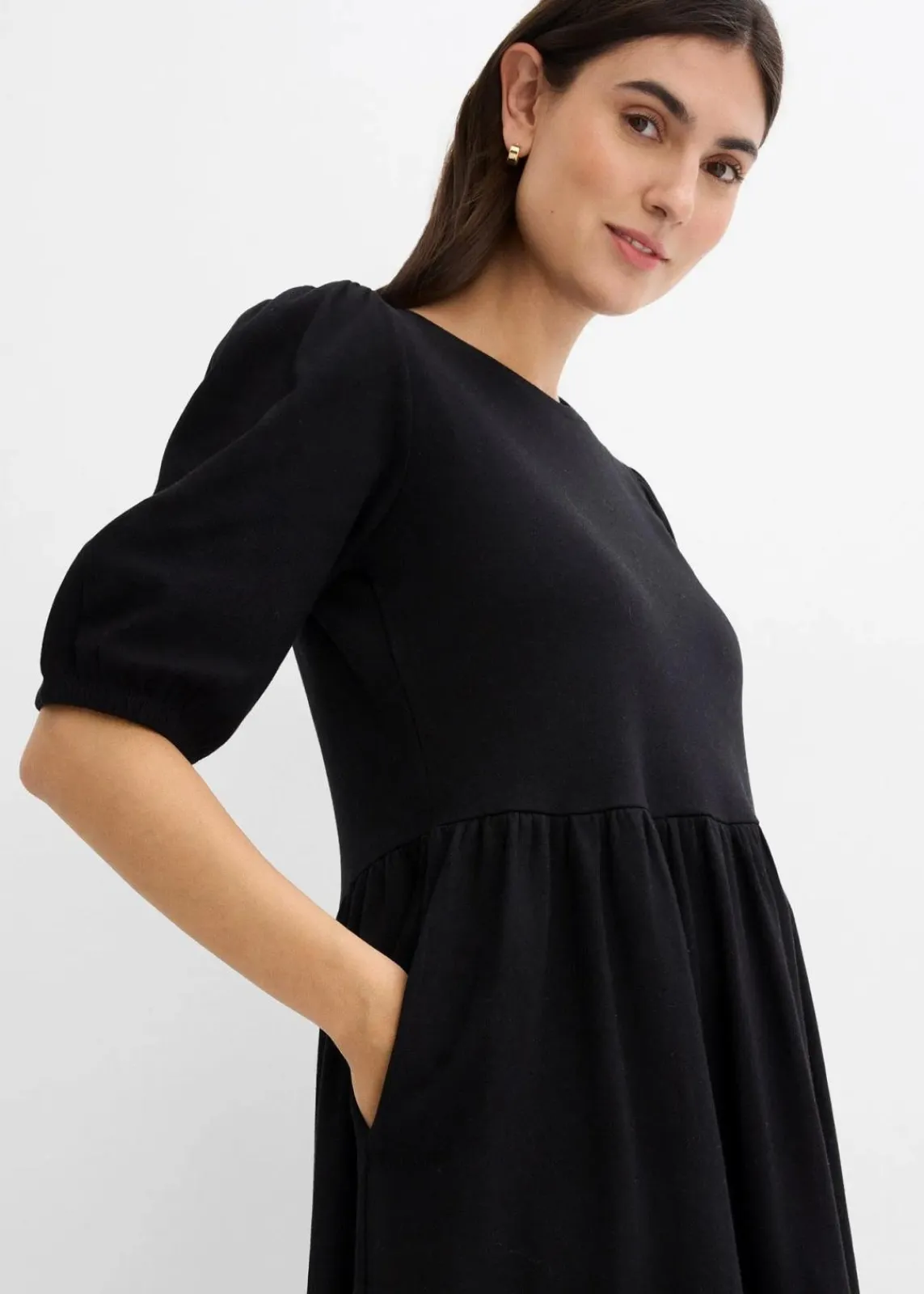 bonprix Bekleidung·Pullover & Strickjacken|Kleider^Shirtkleid aus reiner Baumwolle schwarz