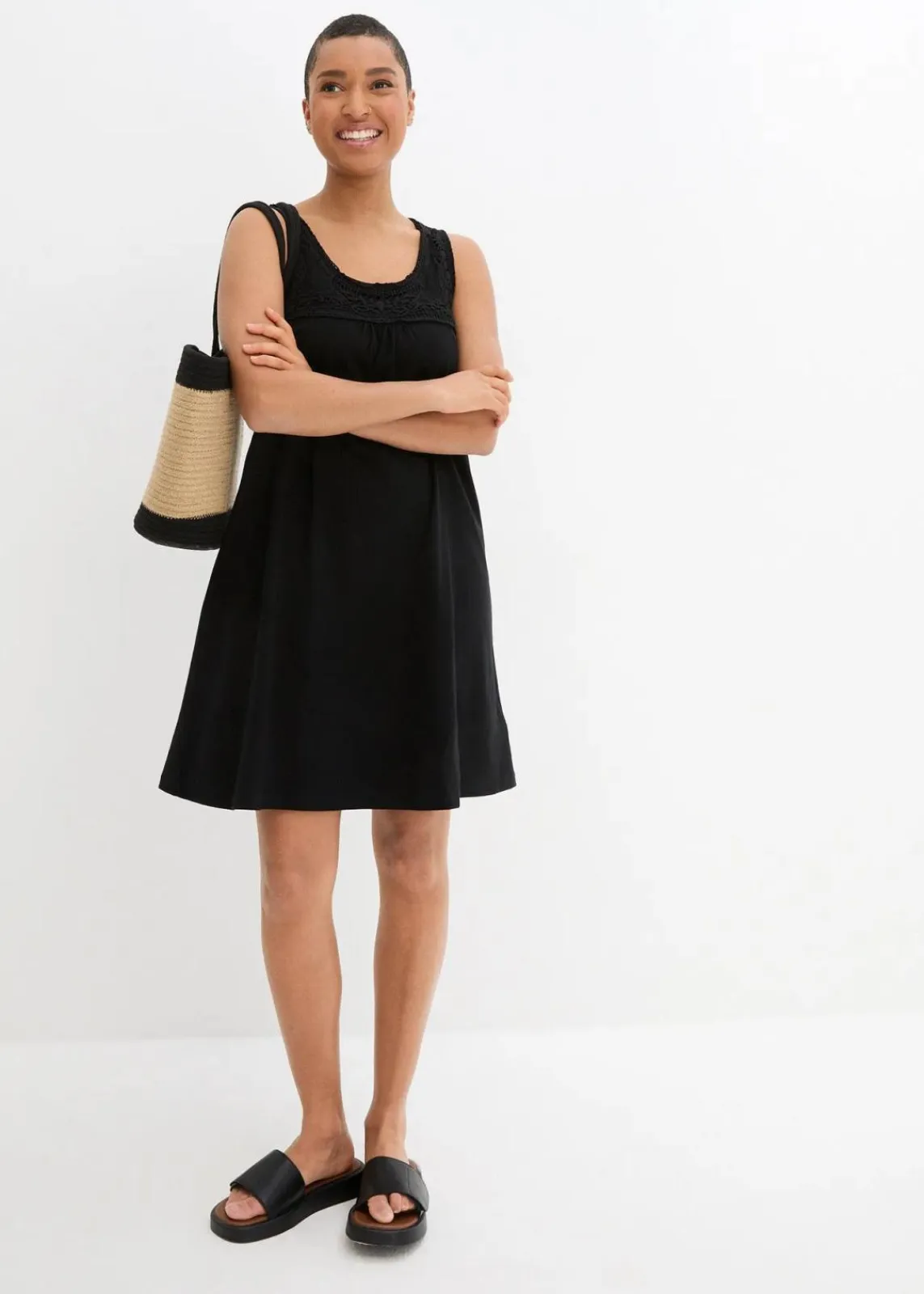bonprix Kleider|Nachhaltigere Materialien^Shirtkleid aus reiner Bio-Baumwolle schwarz