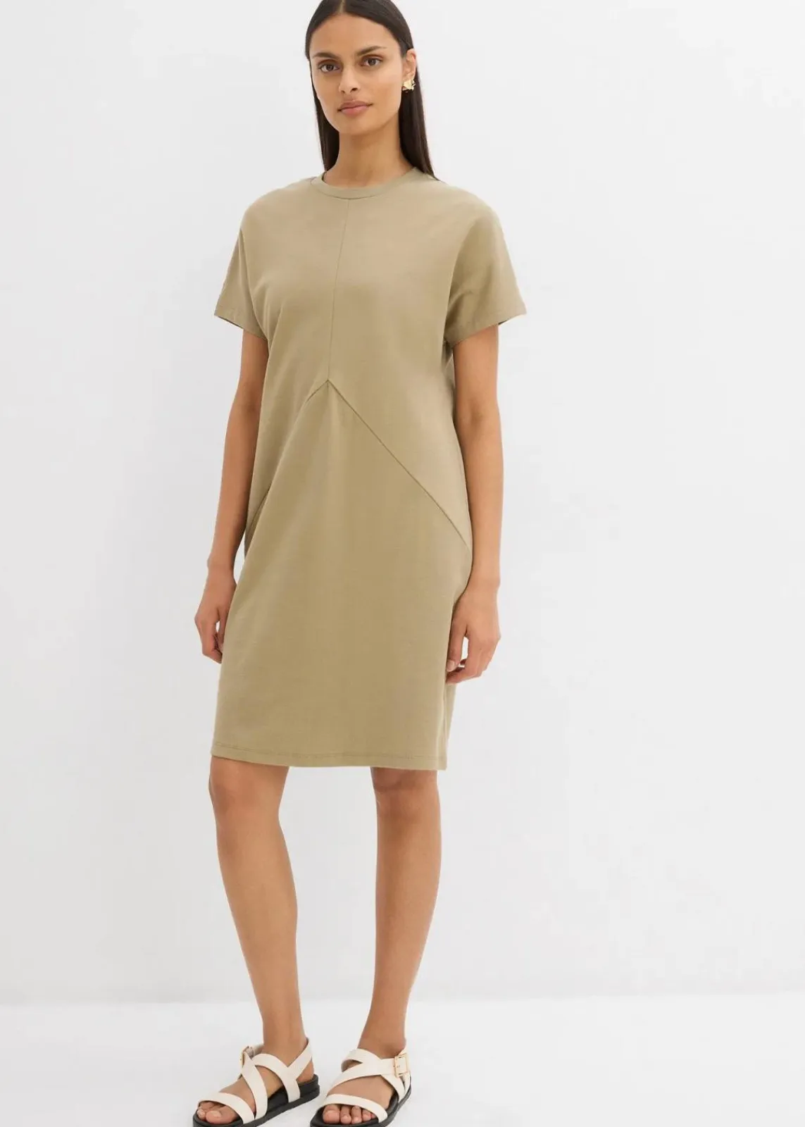 bonprix Bekleidung·Pullover & Strickjacken|Kleider^Shirtkleid aus reiner Bio-Baumwolle new khaki