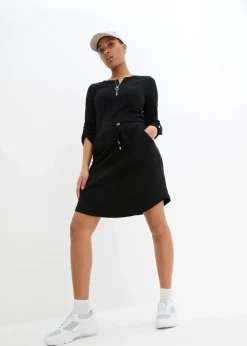 bonprix Kleider^Shirtkleid aus schwerer Baumwolle schwarz