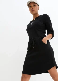 bonprix Kleider^Shirtkleid aus schwerer Baumwolle schwarz