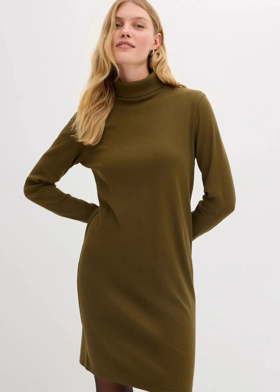 bonprix Bekleidung·Röcke|Bekleidung·Pullover & Strickjacken^Shirtkleid aus schwerer elastischer Ripp-Qualität erdoliv