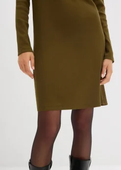 bonprix Bekleidung·Röcke|Bekleidung·Pullover & Strickjacken^Shirtkleid aus schwerer elastischer Ripp-Qualität erdoliv