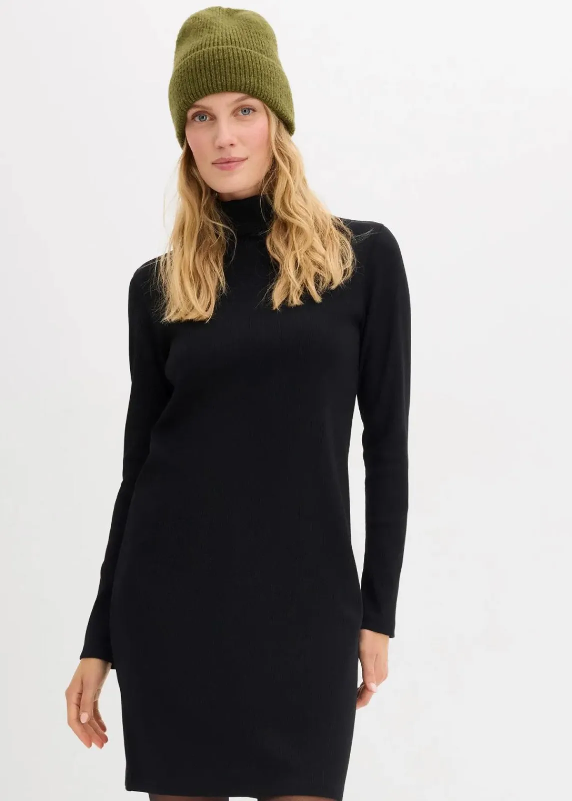 bonprix Kleider|Basics^Shirtkleid aus schwerer elastischer Ripp-Qualität schwarz