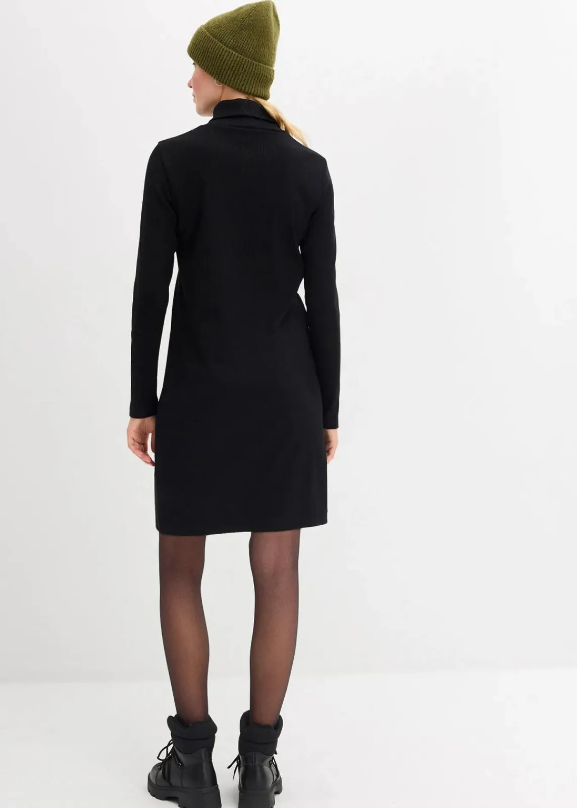bonprix Kleider|Basics^Shirtkleid aus schwerer elastischer Ripp-Qualität schwarz