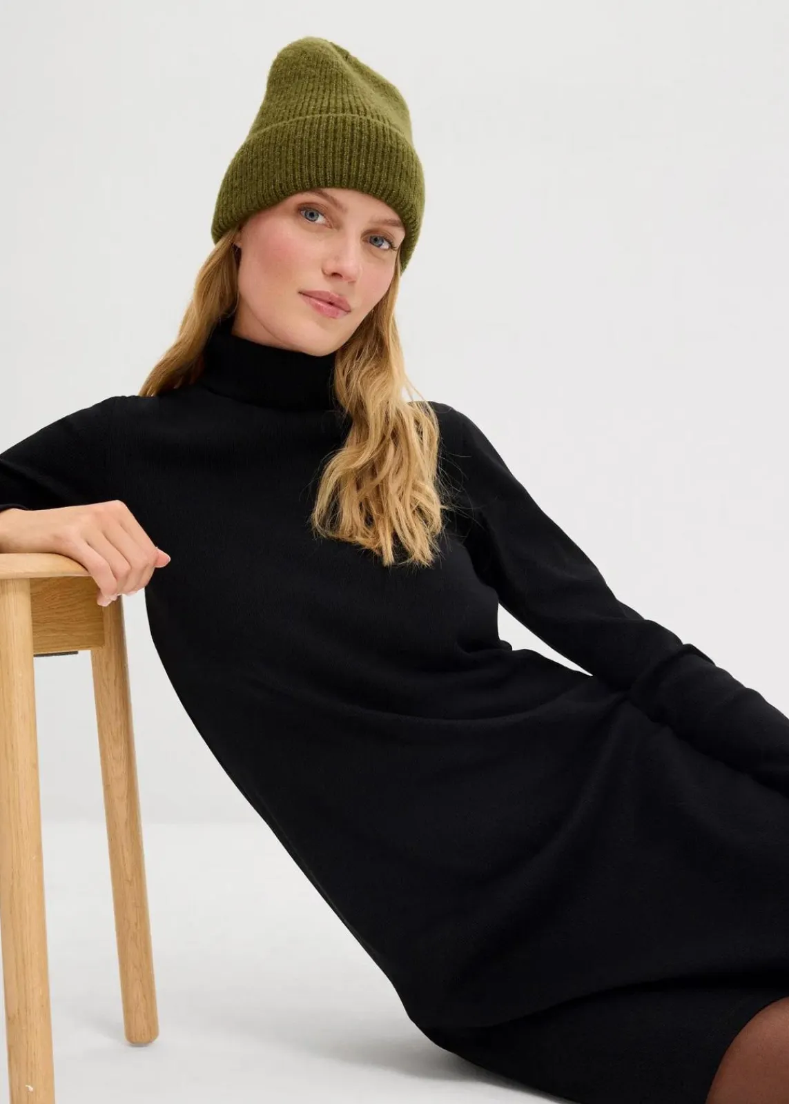 bonprix Kleider|Basics^Shirtkleid aus schwerer elastischer Ripp-Qualität schwarz