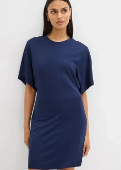 bonprix Kleider^Shirtkleid aus softem Punto di Roma dunkelblau
