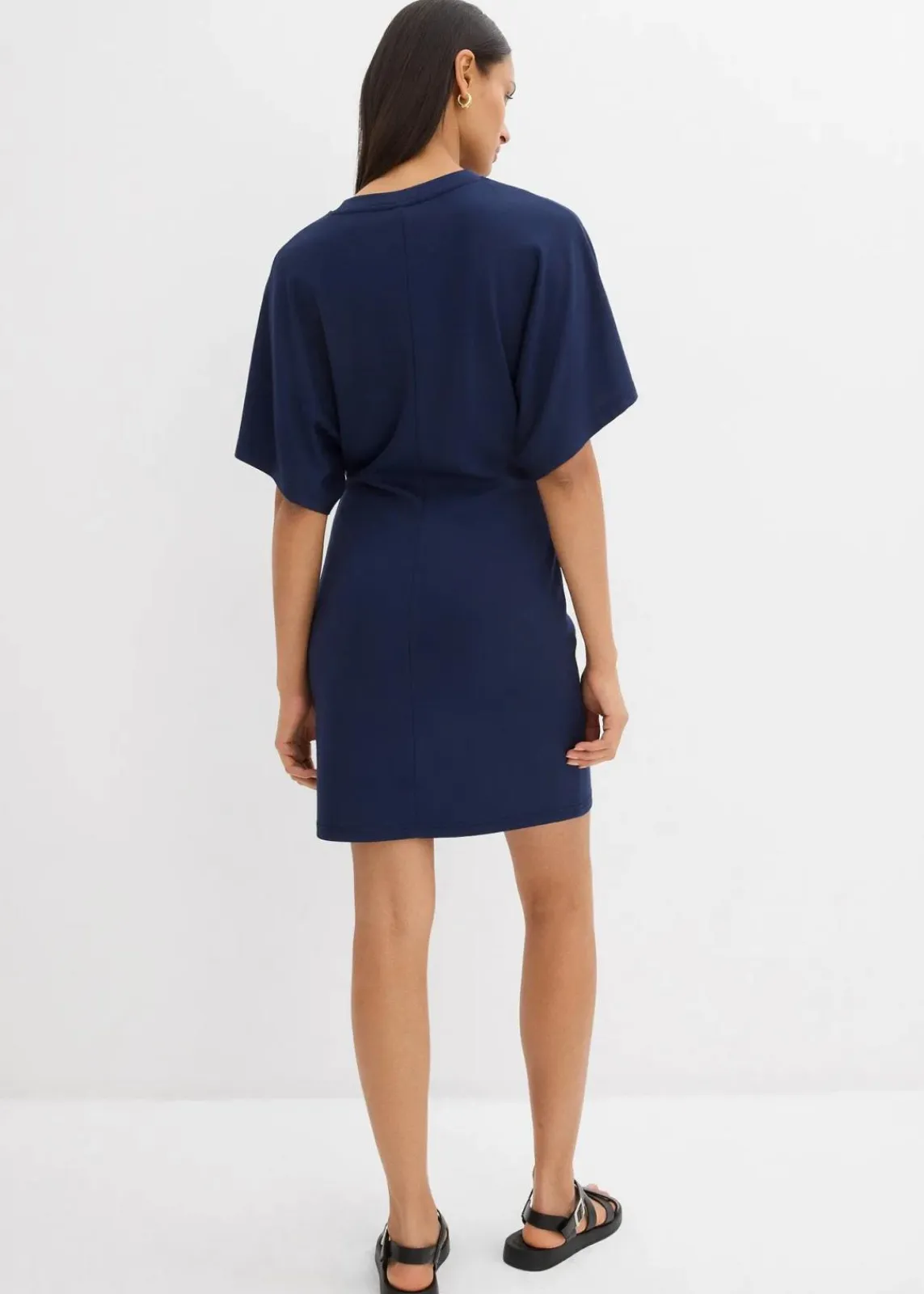 bonprix Kleider^Shirtkleid aus softem Punto di Roma dunkelblau