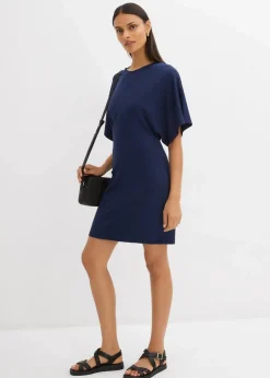 bonprix Kleider^Shirtkleid aus softem Punto di Roma dunkelblau