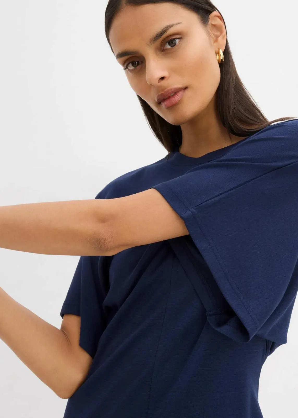 bonprix Kleider^Shirtkleid aus softem Punto di Roma dunkelblau
