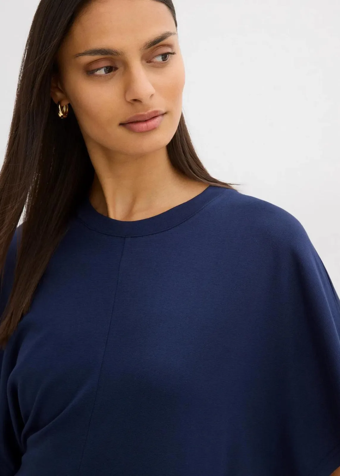 bonprix Kleider^Shirtkleid aus softem Punto di Roma dunkelblau