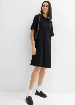 bonprix Kleider^Shirtkleid in A-Linie aus Viskose-Mix schwarz