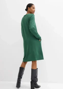bonprix Kleider|Bekleidung·Pullover & Strickjacken^Shirtkleid in A-Linie aus Viskose-Mix dunkelgrün
