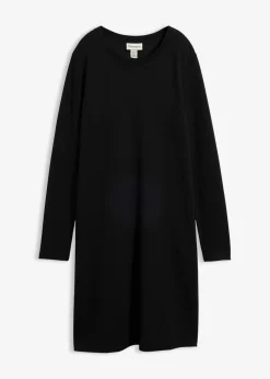 bonprix Bekleidung·Pullover & Strickjacken|Kleider^Shirtkleid in A-Linie aus Viskose-Mix schwarz