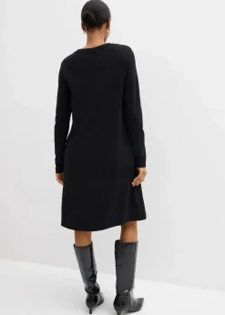 bonprix Bekleidung·Pullover & Strickjacken|Kleider^Shirtkleid in A-Linie aus Viskose-Mix schwarz