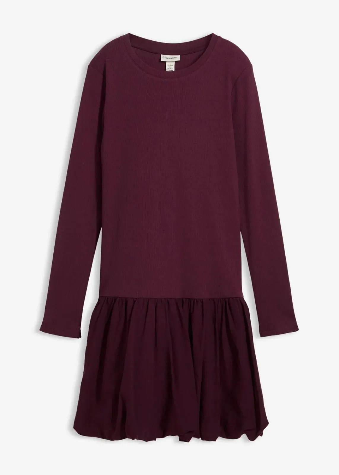 bonprix Kleider^Shirtkleid mit Ballonrock weinrot