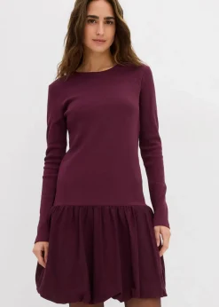 bonprix Kleider^Shirtkleid mit Ballonrock weinrot
