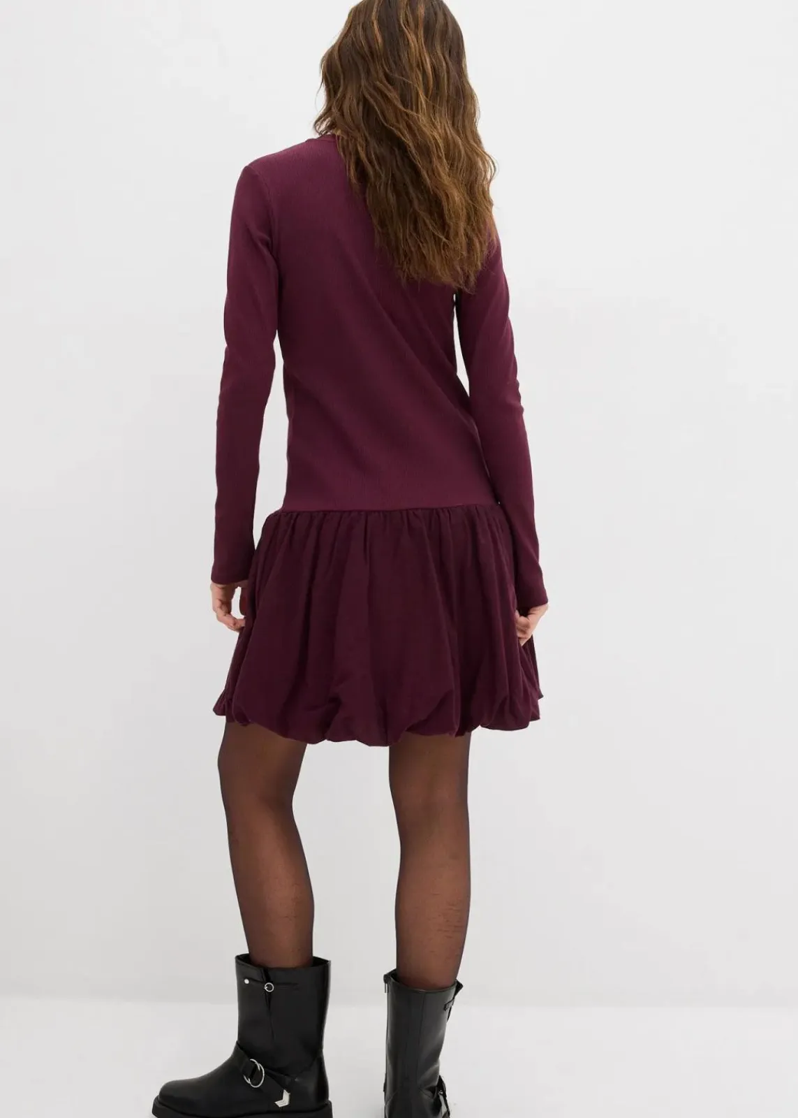 bonprix Kleider^Shirtkleid mit Ballonrock weinrot