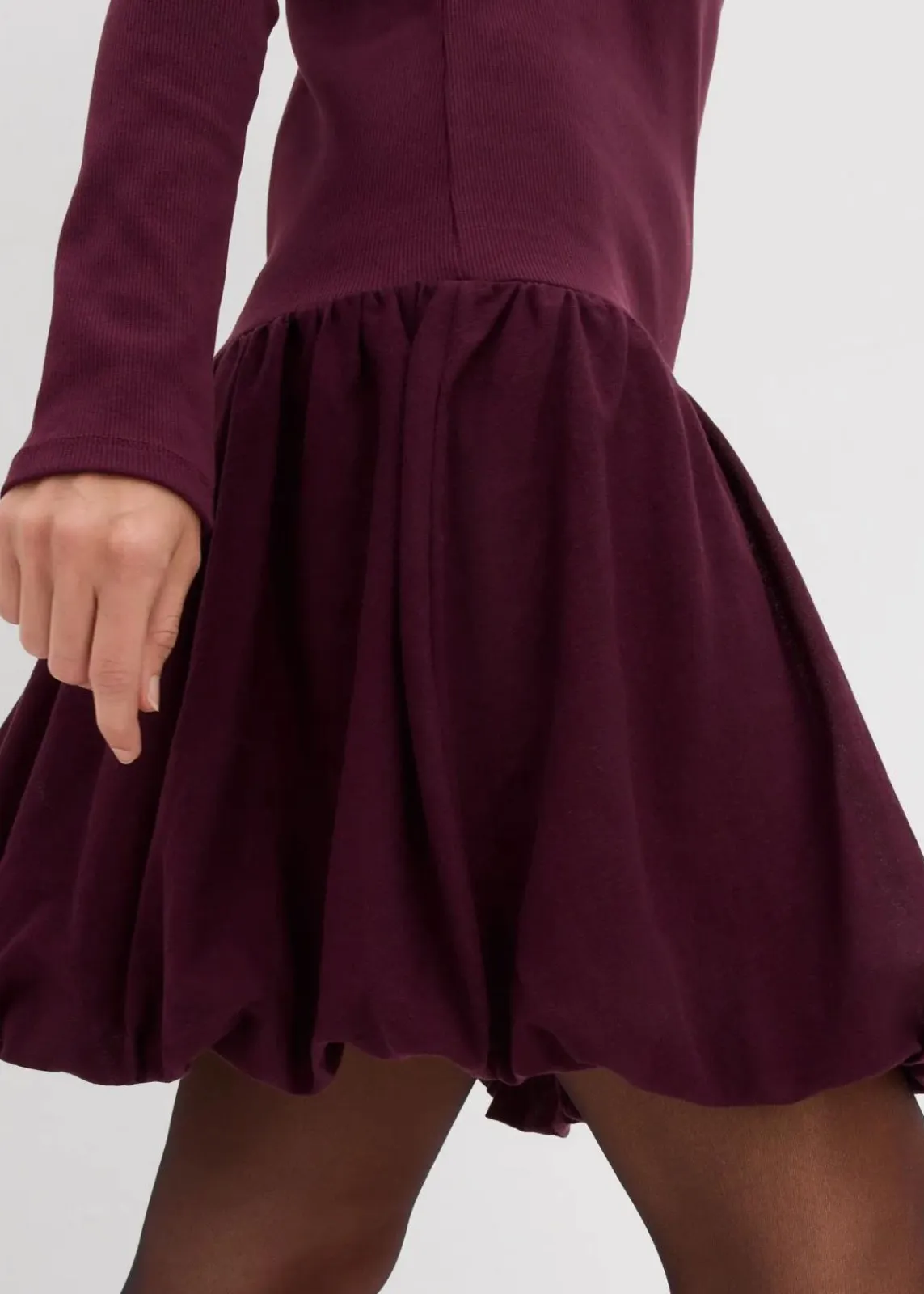 bonprix Kleider^Shirtkleid mit Ballonrock weinrot