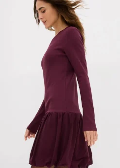 bonprix Kleider^Shirtkleid mit Ballonrock weinrot