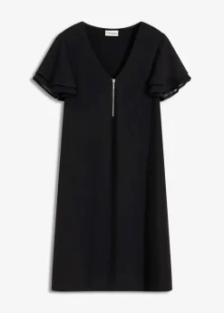 bonprix Kleider^Shirtkleid mit Chiffonärmeln schwarz