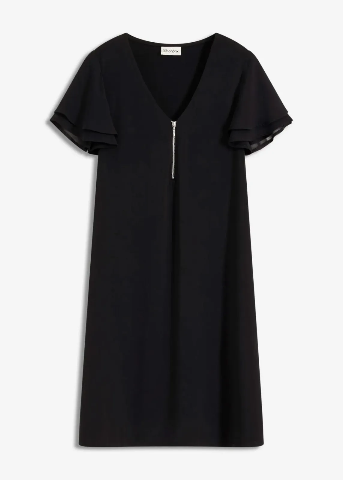 bonprix Kleider^Shirtkleid mit Chiffonärmeln schwarz
